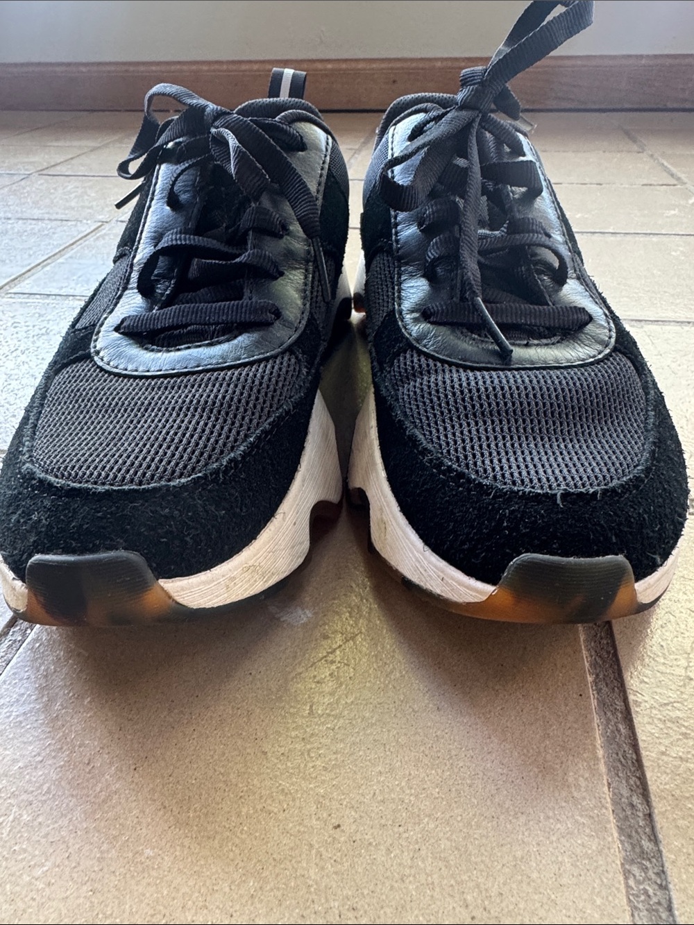 Sorel Black and White Chunky Lace-Up Platform Sneakers - Picture 4 of 11